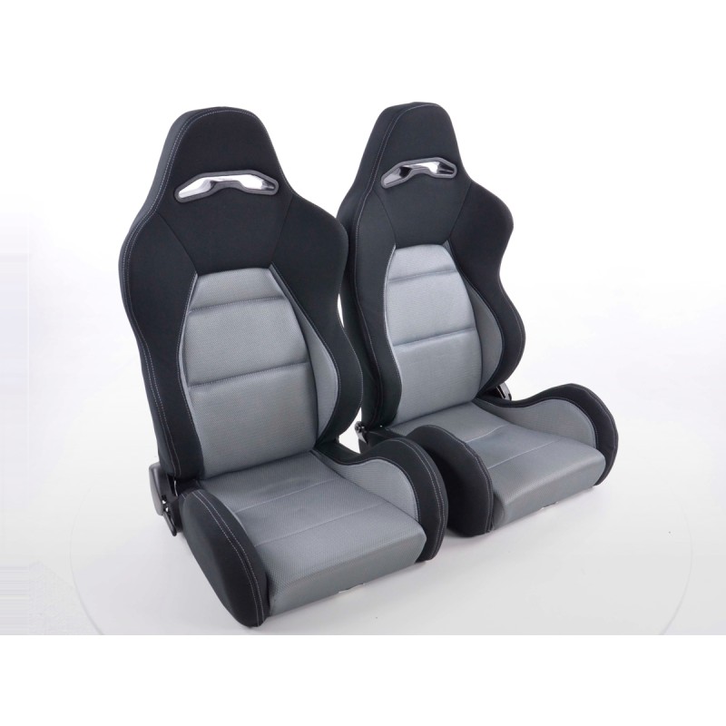 Sièges sport FK demi-sièges baquets Set Edition 3 tissu gris / noir