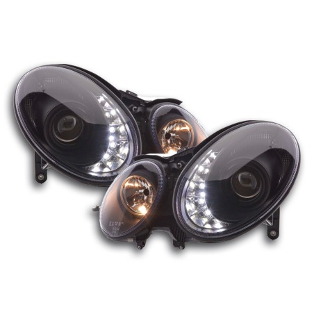 Phare Daylight LED DRL look Mercedes Classe E type W211 02-06 noir Phare Daylight LED DRL look Mercedes Classe E type W211 02-06 noir