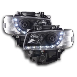 Phare Daylight LED look DRL bus VW type T4 96-03 noir pour conduite à droite