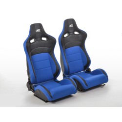 Sièges sport FK Sièges demi-coque de voiture Set Cologne cuir artificiel / tissu noir / bleu