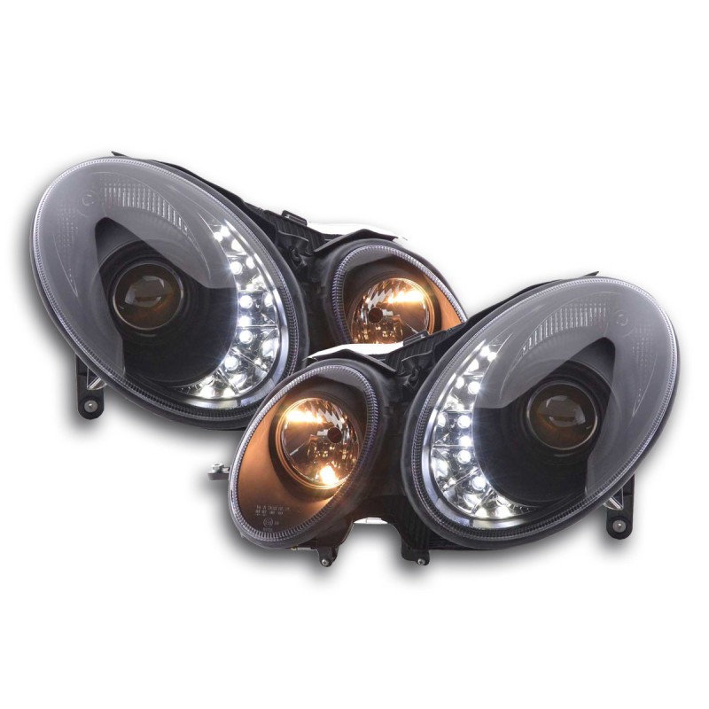 Phare Daylight LED DRL look Mercedes Classe E 211 06-09 noir