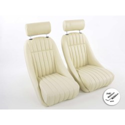 FK Oldtimersitze Ensemble de sièges baquets pour voiture Montgomery au look rétro beige