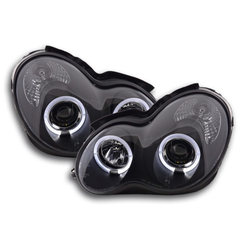 Jeu de phares Mercedes Classe C type W203 00-07 noir pour conduite à droite