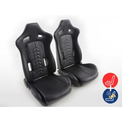 Sièges sport FK Sièges demi-coque de voiture en cuir synthétique noir avec chauffage et massage des sièges