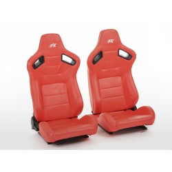 Sièges sport FK ensemble de sièges auto demi-coque cuir artificiel Brême rouge