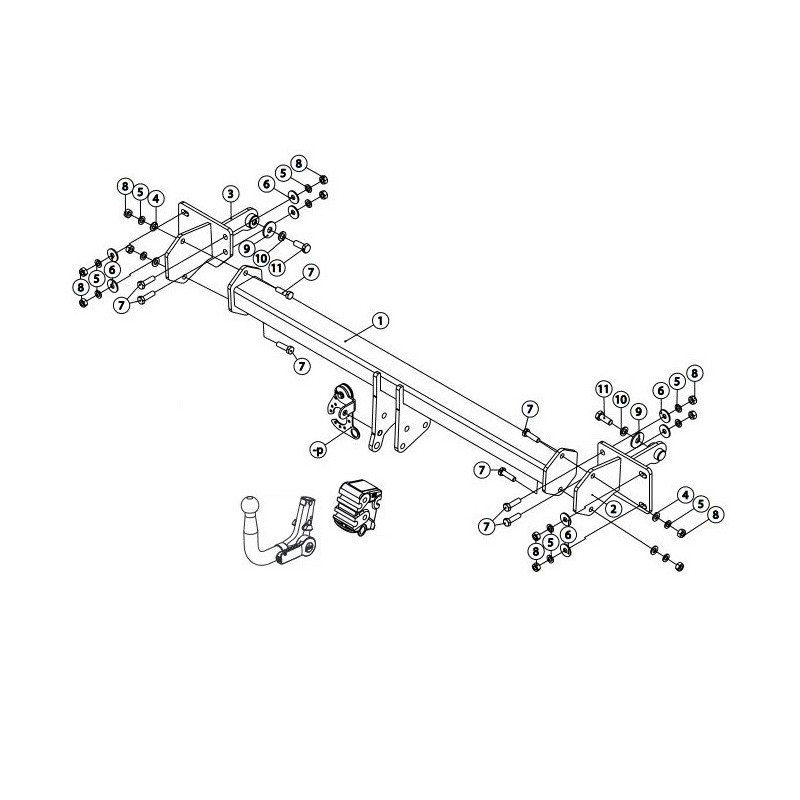 GDW Attelage de remorque détachable pour MERCEDES-BENZ CLASSE C BREAK (S206)