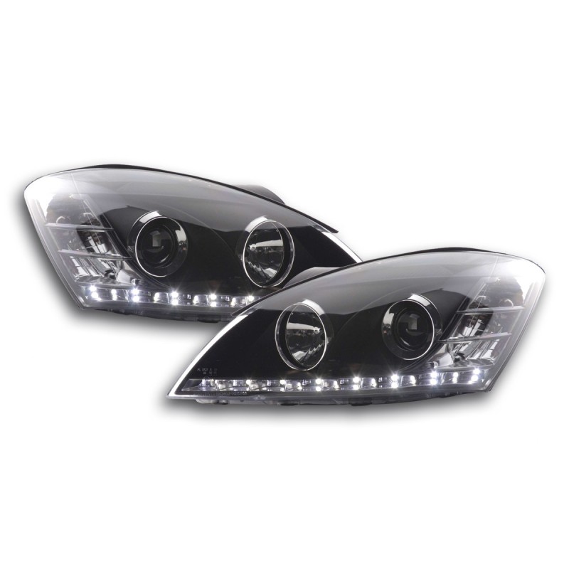 Jeu de phares Daylight LED DRL look Kia cee'd 5 portes. Type ED 06-09 noir