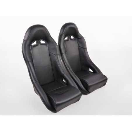 Sièges sport FK Sièges baquets complets pour voiture Set Club cuir synthétique noir