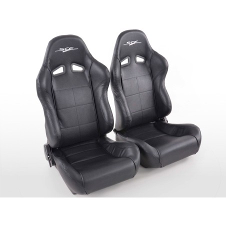 Sièges sport FK Set de sièges auto demi-coque SCE-Sportive 1 cuir synthétique noir