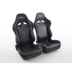 Sièges sport FK Sièges auto demi-coque Set SCE-Sportive 2 cuir synthétique noir
