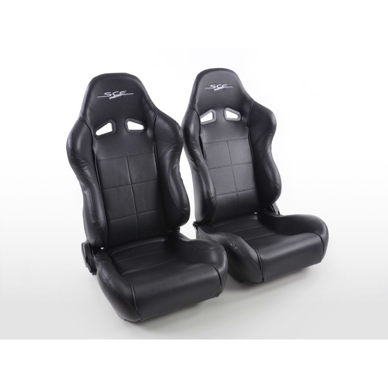 Sièges sport FK Sièges auto demi-coque Set SCE-Sportive 2 cuir synthétique noir