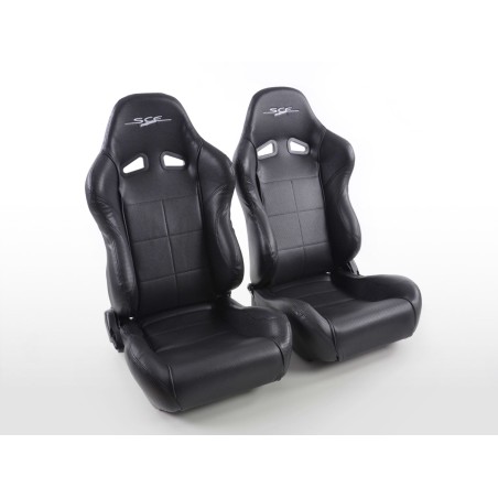 Sièges sport FK Sièges auto demi-coque Set SCE-Sportive 2 cuir synthétique noir Sièges sport FK Sièges auto demi-coque Set SCE-Sportive 2 cuir synthétique noir