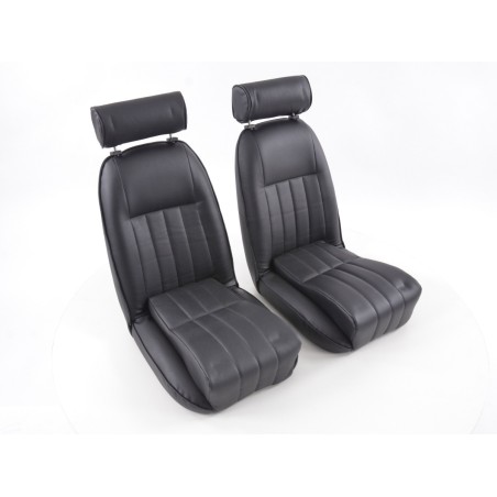 FK Oldtimersitze Car Sièges baquets complets Set Classic 4 noir avec repose-tête FK Oldtimersitze Car Sièges baquets complets Set Classic 4 noir avec repose-tête