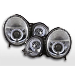 Phare Angel Eye Mercedes Classe E type W210 99-01 chromé pour conduite à droite