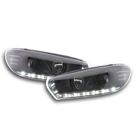 Phare Daylight LED look DRL VW Scirocco 3 Type 13 08- noir pour conduite à droite