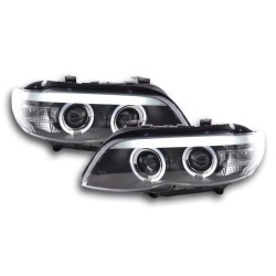 Phares Xenon Daylight LED DRL look BMW X5 E53 03-06 noir