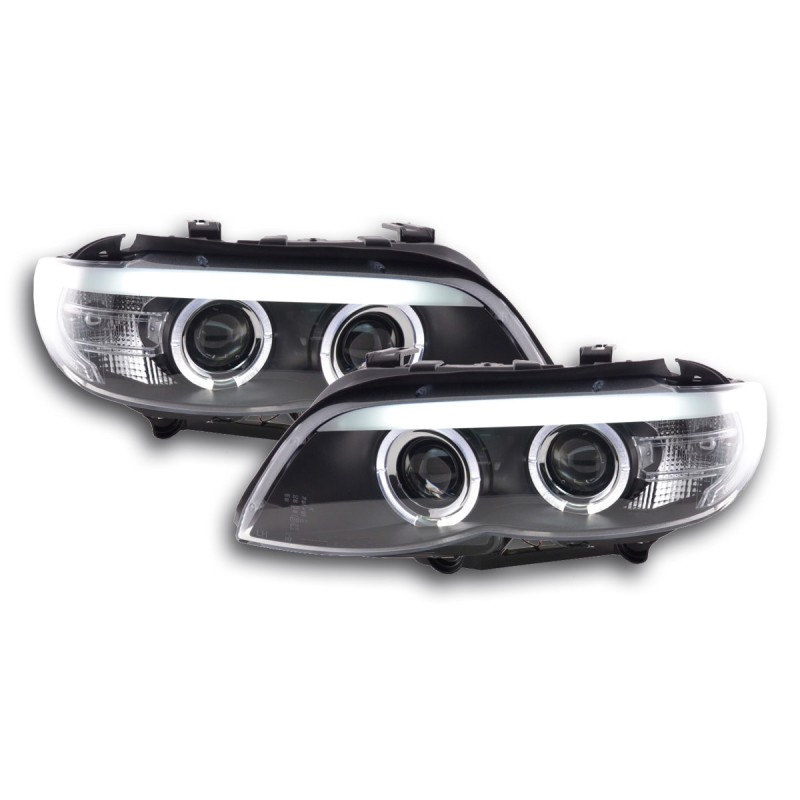 Phares Xenon Daylight LED DRL look BMW X5 E53 03-06 noir