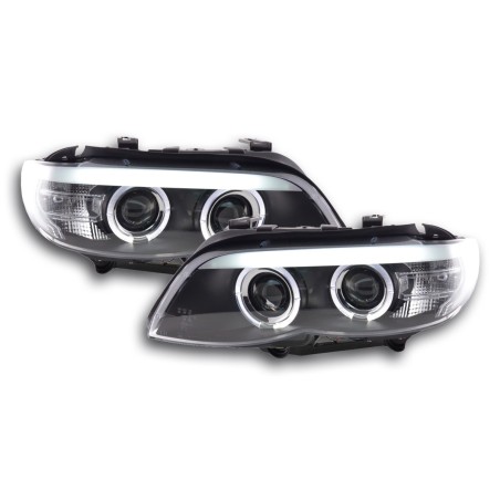 Phares Xenon Daylight LED DRL look BMW X5 E53 03-06 noir Phares Xenon Daylight LED DRL look BMW X5 E53 03-06 noir