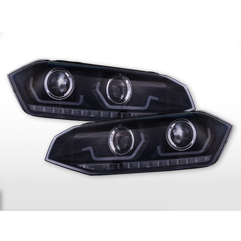 Phare Daylight LED DRL look VW Polo type 6R 2010- noir