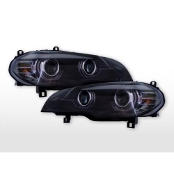 Kit de phares LED avec feux diurnes à LED et puce AFS BMW X5 E70 année 08-13 noir pour véhicules...