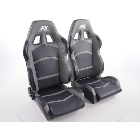 Sièges sport FK Sièges demi-coque auto Set Cyberstar cuir synthétique noir / gris Sièges sport FK Sièges demi-coque auto Set Cyberstar cuir synthétique noir / gris