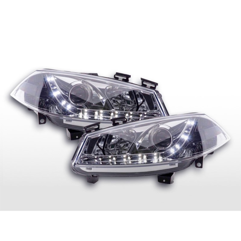 Phare Daylight LED DRL look Ford Fiesta type MK6 03-07 chrome