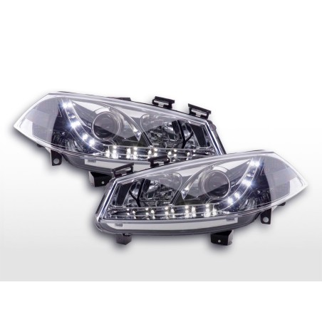 Phare Daylight LED DRL look Ford Fiesta type MK6 03-07 chrome Phare Daylight LED DRL look Ford Fiesta type MK6 03-07 chrome