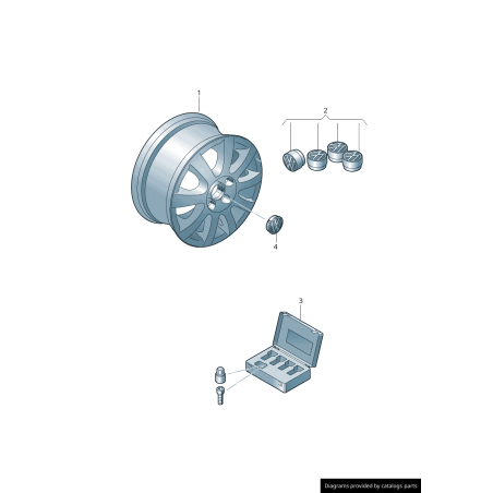 Ensemble de bouchons de valve en aluminium - Pièces d'origine VW/Audi 000071215A