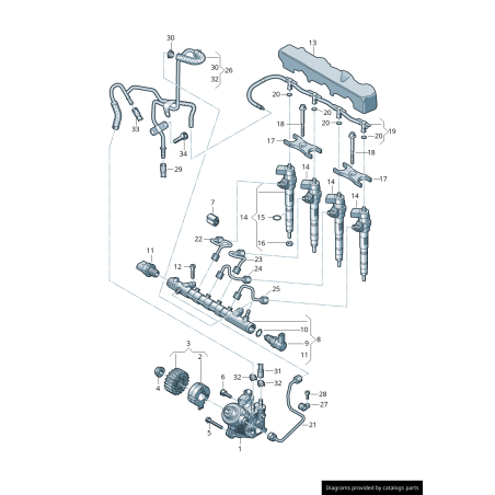 Pompe à carburant haute pression - Pièces d'origine VW/Audi 04L130755E