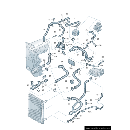 Tuyau de retour de liquide de refroidissement du turbo - Pièces d'origine VW/Audi 058121471B Tuyau de retour de liquide de refroidissement du turbo - Pièces d'origine VW/Audi 058121471B