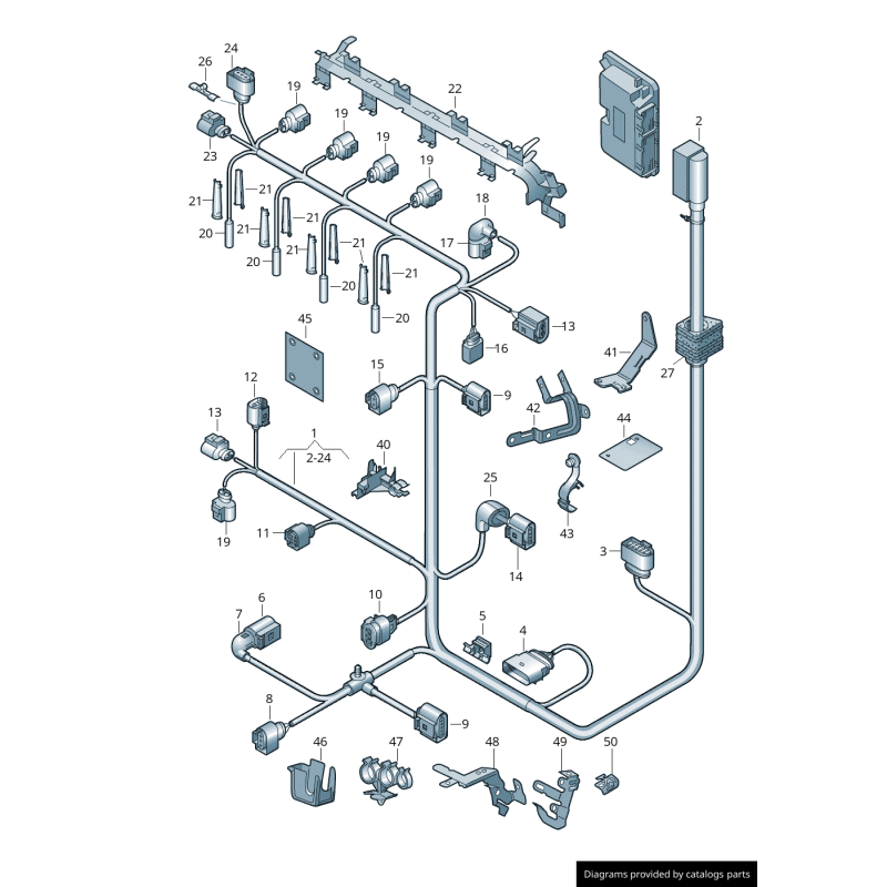Guide de fil demi - Pièces d'origine VW/Audi 03L971921A