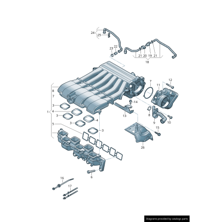 Joint de collecteur d'admission supérieur - Pièces d'origine VW/Audi 03H133237J Joint de collecteur d'admission supérieur - Pièces d'origine VW/Audi 03H133237J