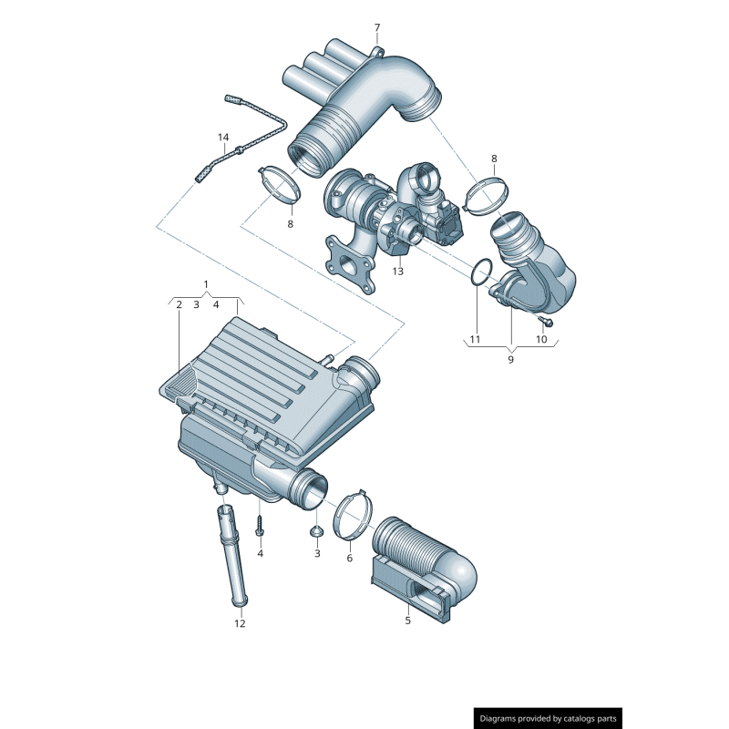 Ensemble de boîte à air - Pièces d'origine VW/Audi 04E129611H