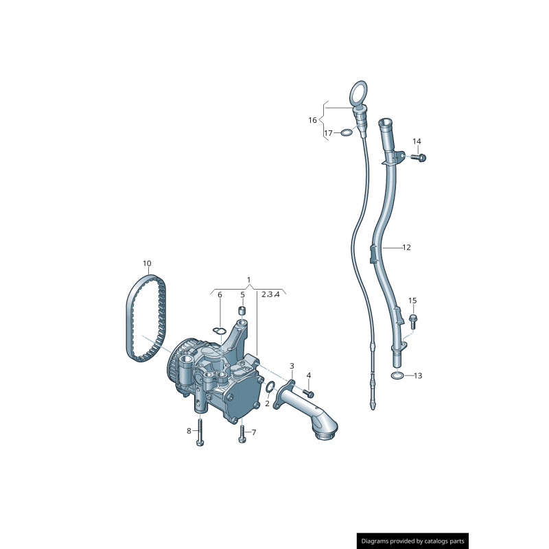 Courroie d'entraînement de la pompe à huile - Pièces d'origine VW/Audi 04L115264A