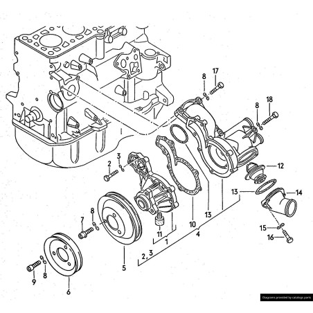 Boîtier de thermostat - Pièces d'origine VW/Audi 055121121F Boîtier de thermostat - Pièces d'origine VW/Audi 055121121F