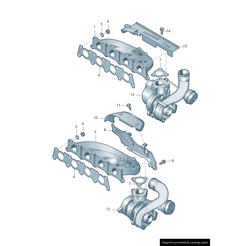 Collecteur d'échappement - Pièces d'origine VW/Audi 06A253033AJ
