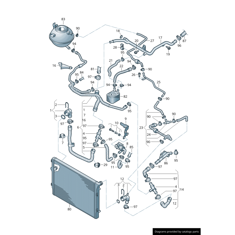 Tube de liquide de refroidissement - Pièces d'origine VW/Audi 03L121065H
