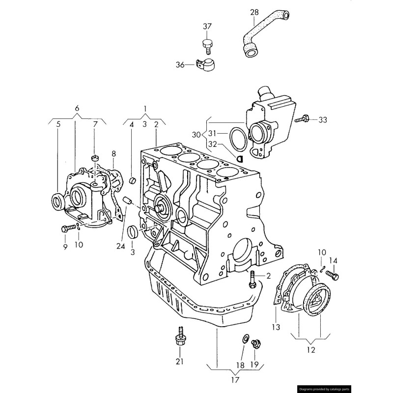 Joint d'étanchéité arrière de vilebrequin avec bride - Pièces d'origine VW/Audi 068103171F