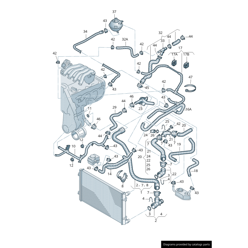 Tuyau d'eau - Pièces d'origine VW/Audi 06A121065AR