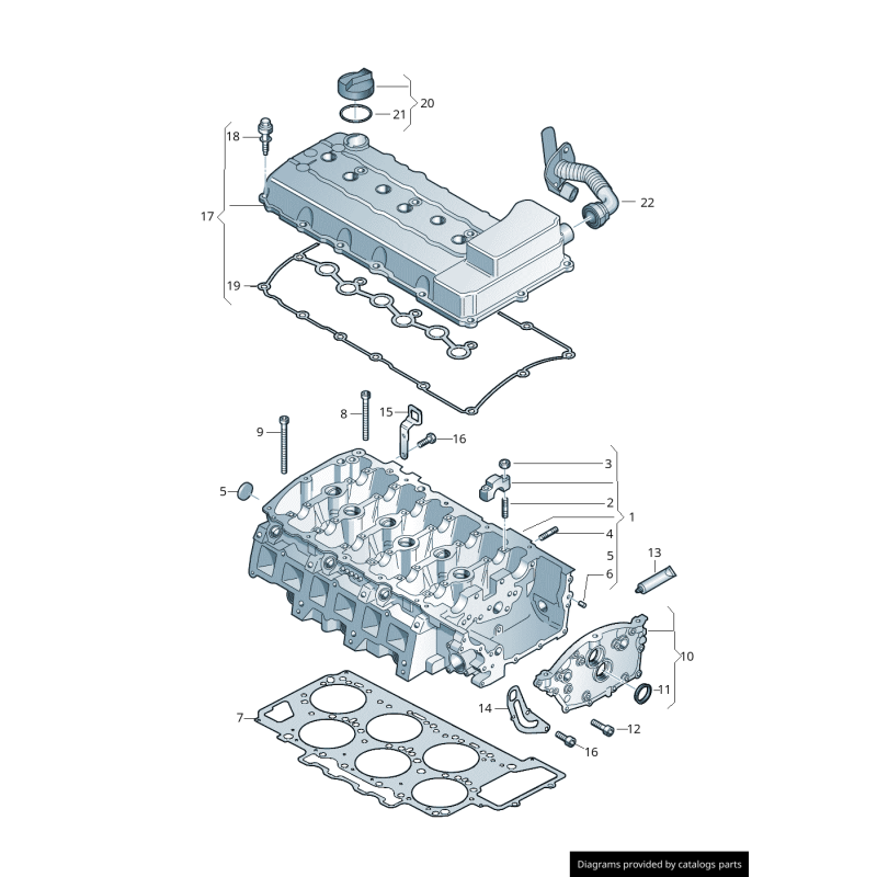Couvercle de soupape avec joint - Pièces d'origine VW/Audi 03H103429L
