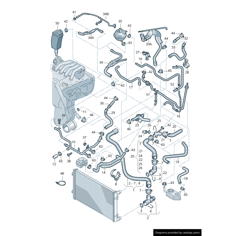 Tuyau d'alimentation en liquide de refroidissement - Pièces d'origine VW/Audi 06A121065AK