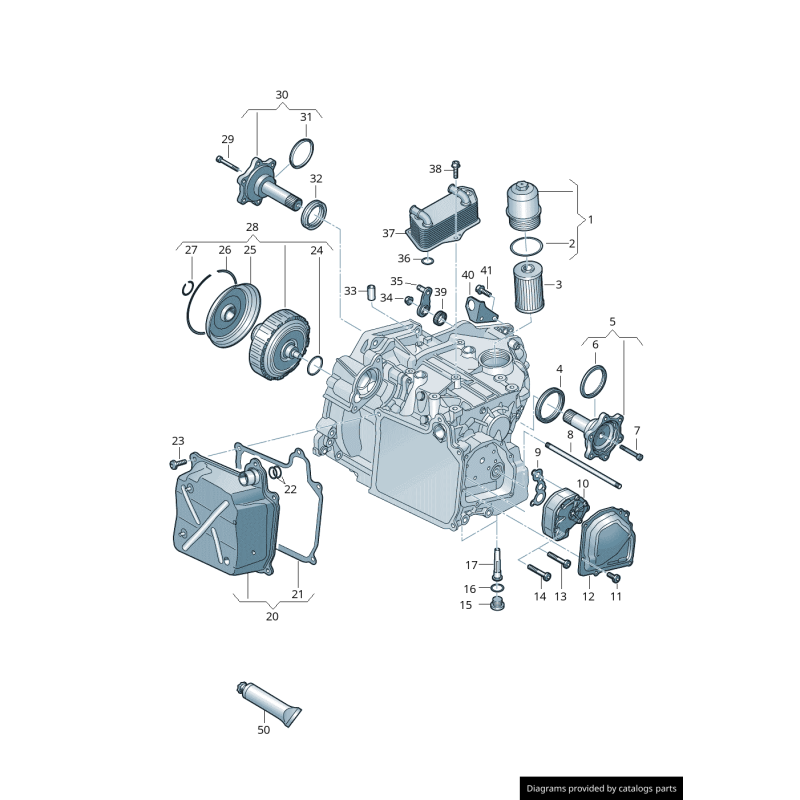 Couverture de paquet d'embrayage DSG - Pièces d'origine VW/Audi 02E301205C