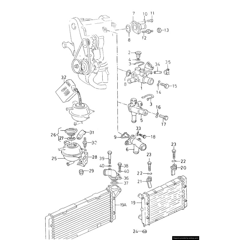 Bride de liquide de refroidissement - Pièces d'origine VW/Audi 037121132E