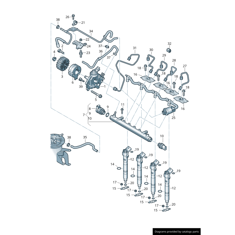 Rampe d'injection de carburant - Pièces d'origine VW/Audi 03L130089J