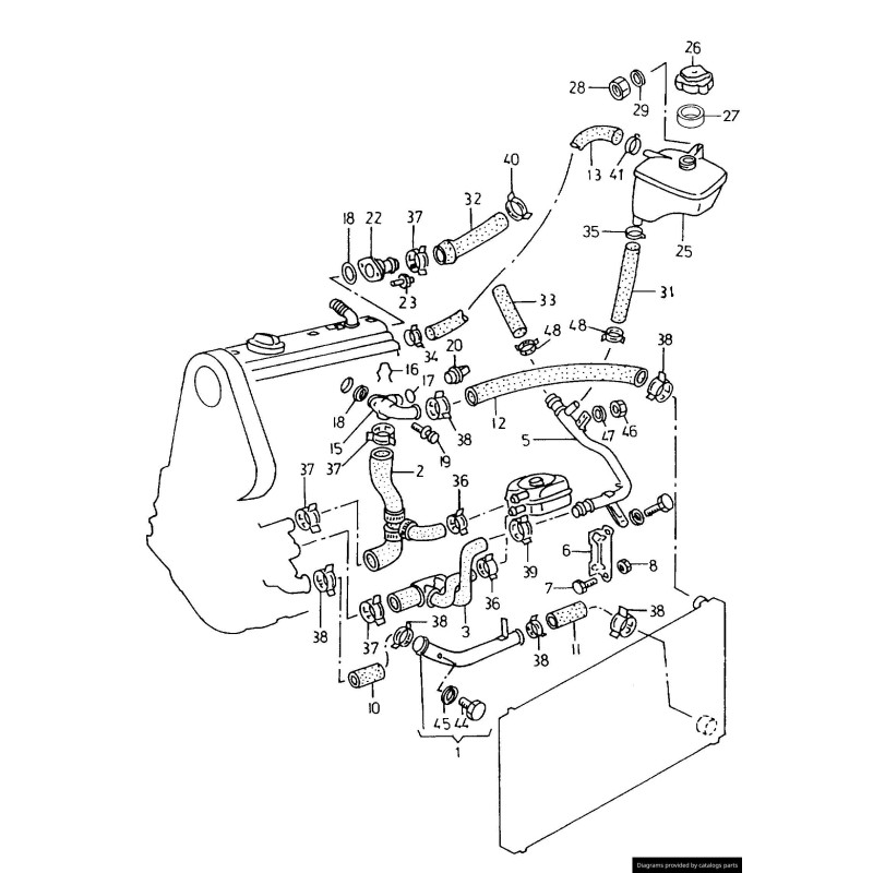 Bride de liquide de refroidissement - Pièces d'origine VW/Audi 026121144E