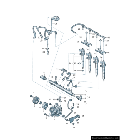 Ligne de retour de carburant - Pièces d'origine VW/Audi 03L130235AD Ligne de retour de carburant - Pièces d'origine VW/Audi 03L130235AD