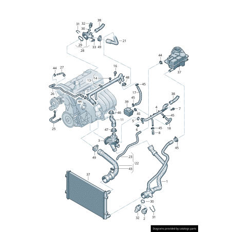 Tuyau de liquide de refroidissement - Pièces d'origine VW/Audi 06B121101A Tuyau de liquide de refroidissement - Pièces d'origine VW/Audi 06B121101A