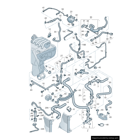 Adaptateur de tuyau de liquide de refroidissement - Pièces d'origine VW/Audi 06A121069C