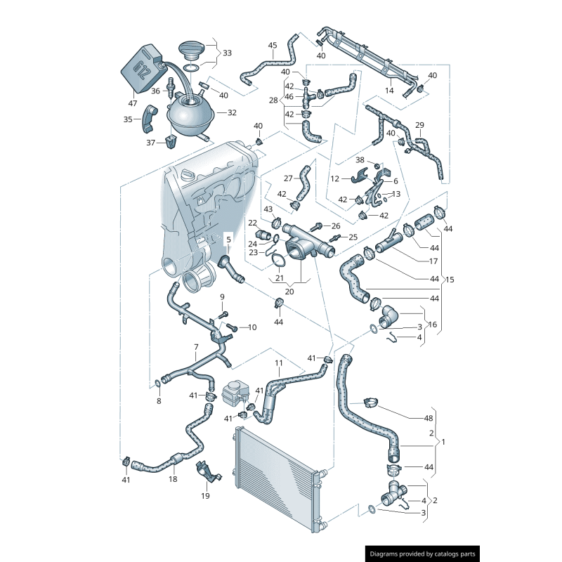 Bride de tuyau de liquide de refroidissement - Pièces d'origine VW/Audi 038121132D