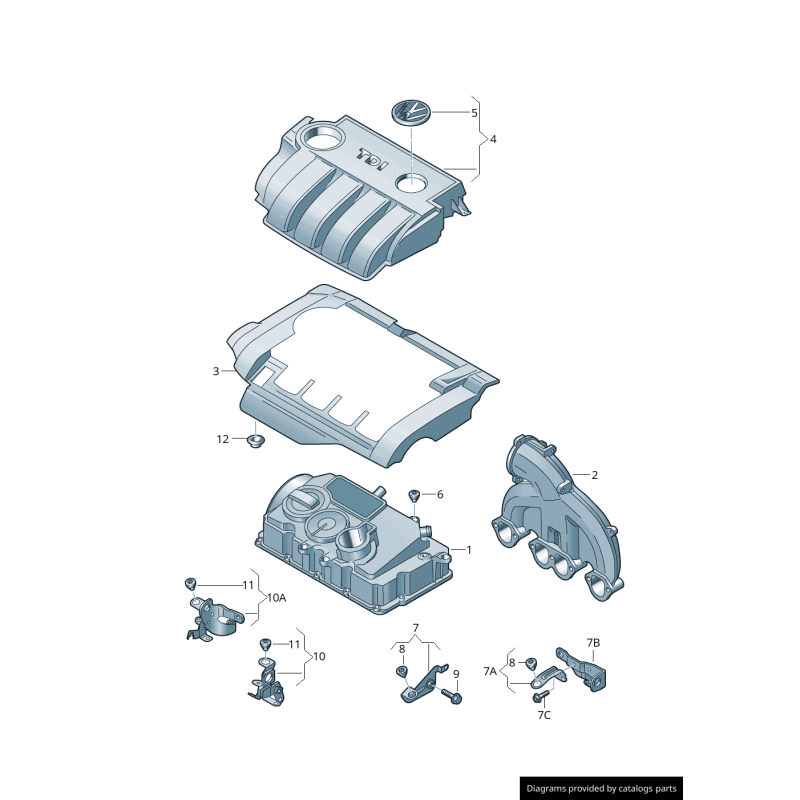 Ensemble de couverture de moteur - Intérieur - Pièces d'origine VW/Audi 03G103967